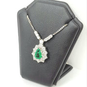 Load image into Gallery viewer, 18ct White Gold Diamond &amp; Emerald Necklace
