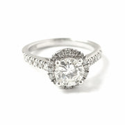 Load image into Gallery viewer, 18ct White Gold Halo Solitaire Ring 0.90ct

