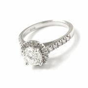 Load image into Gallery viewer, 18ct White Gold Halo Solitaire Ring 0.90ct
