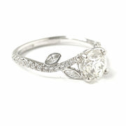 Load image into Gallery viewer, Platinum Solitaire Ring with Fancy Diamond Shoulders 1.01ct
