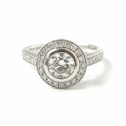 Load image into Gallery viewer, Platinum Rub Over Halo Solitaire Ring 1.09ct
