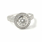 Load image into Gallery viewer, Platinum Rub Over Halo Solitaire Ring 1.09ct
