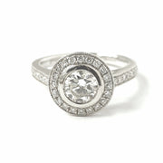 Load image into Gallery viewer, Platinum Rub Over Halo Solitaire Ring 1.09ct
