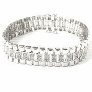 Silver Zirconia Watch Strap Bracelet