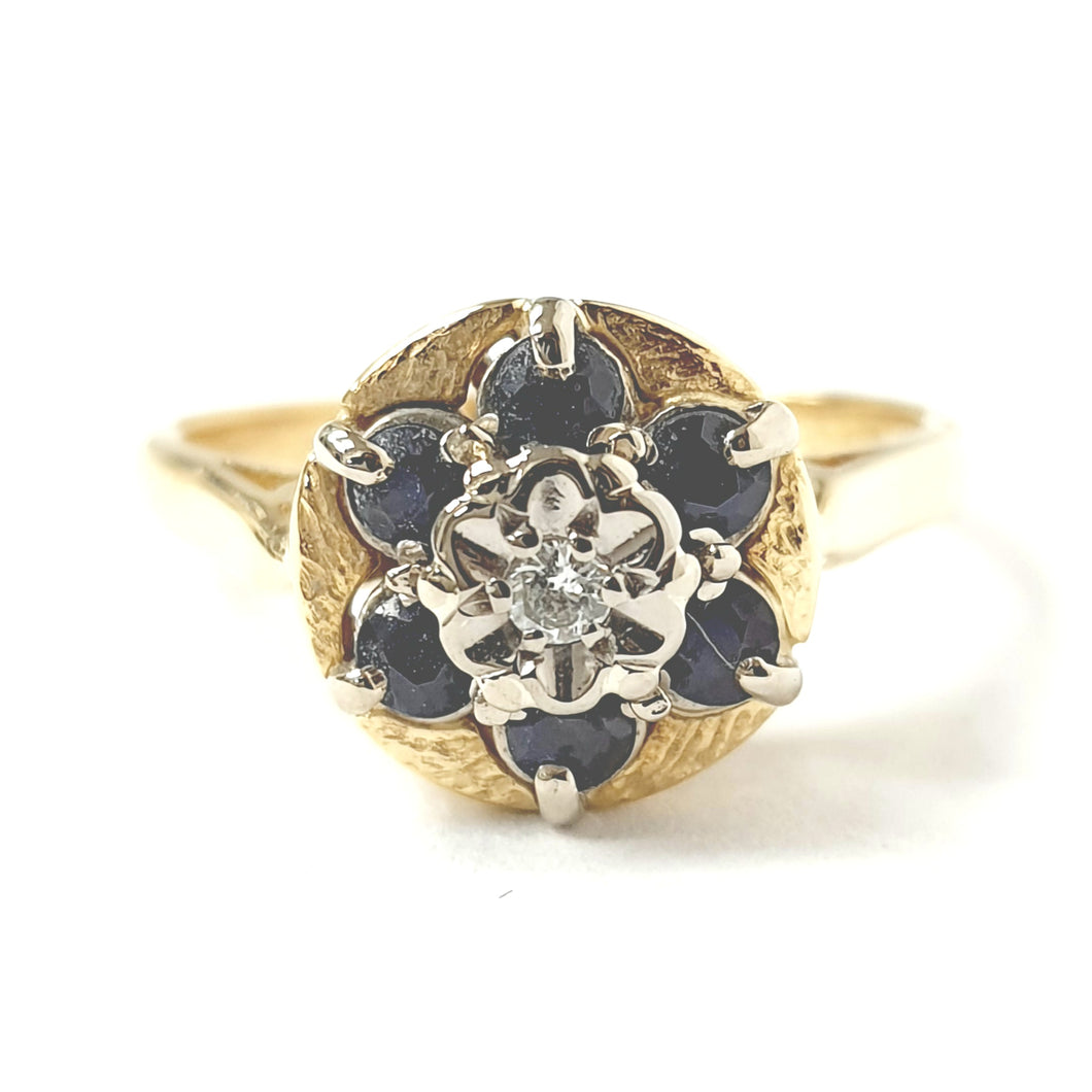 18ct Yellow Gold Diamond & Sapphire Ring