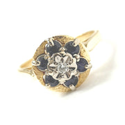 Load image into Gallery viewer, 18ct Yellow Gold Diamond &amp; Sapphire Ring
