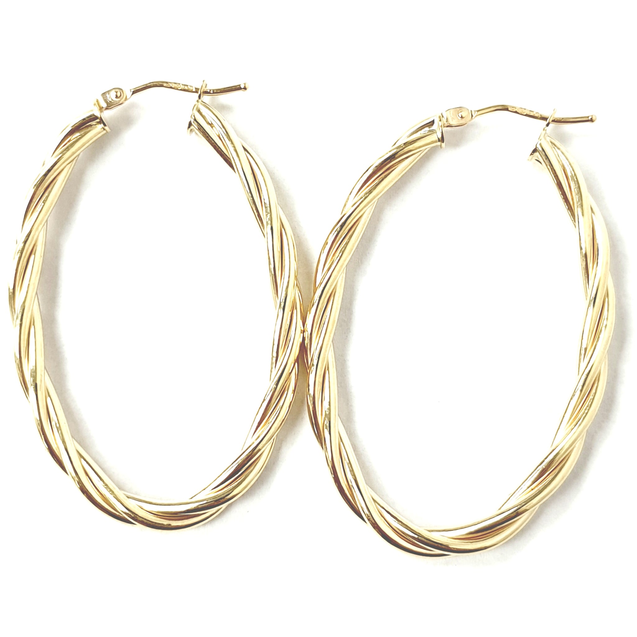 9ct Gold Twisted Oval Hoop Earrings – Albone