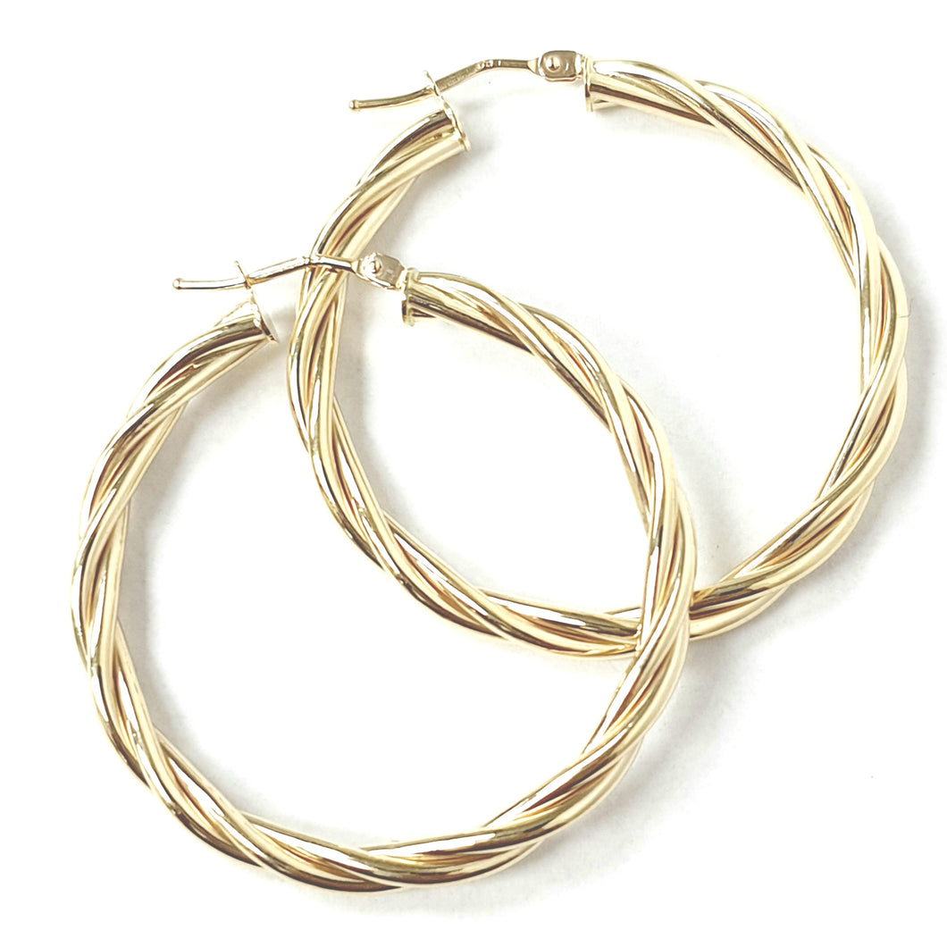 9ct Gold Twisted Hoop Earrings