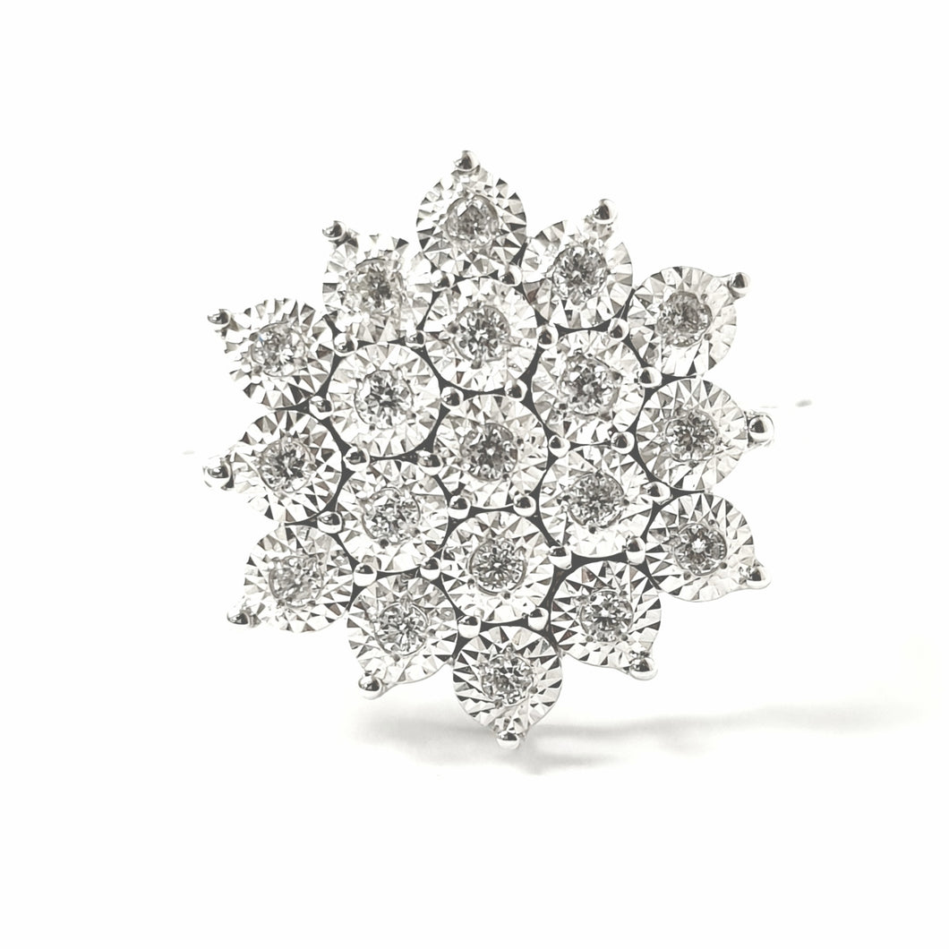 9ct White Gold Flower Cluster Ring 0.20ct