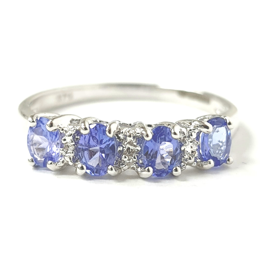 9ct White Gold Tanzanite & Diamond Ring