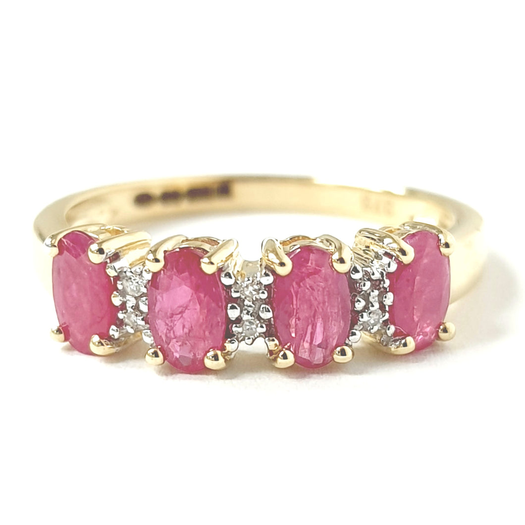 9ct Yellow Gold Ruby & Diamond Ring