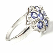 Load image into Gallery viewer, 9ct White Gold Tanzanite &amp; Diamond Flower Ring 1.06ct
