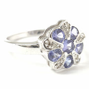 Load image into Gallery viewer, 9ct White Gold Tanzanite &amp; Diamond Flower Ring 1.06ct
