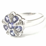 Load image into Gallery viewer, 9ct White Gold Tanzanite &amp; Diamond Flower Ring 1.06ct
