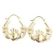 Load image into Gallery viewer, 9ct Gold Claddagh Hoops
