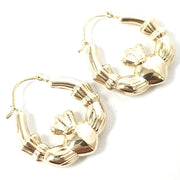 Load image into Gallery viewer, 9ct Gold Claddagh Hoops
