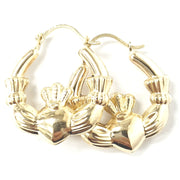 Load image into Gallery viewer, 9ct Gold Claddagh Hoops
