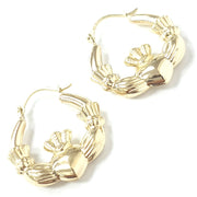 Load image into Gallery viewer, 9ct Gold Claddagh Hoops
