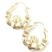 Load image into Gallery viewer, 9ct Gold Claddagh Hoops
