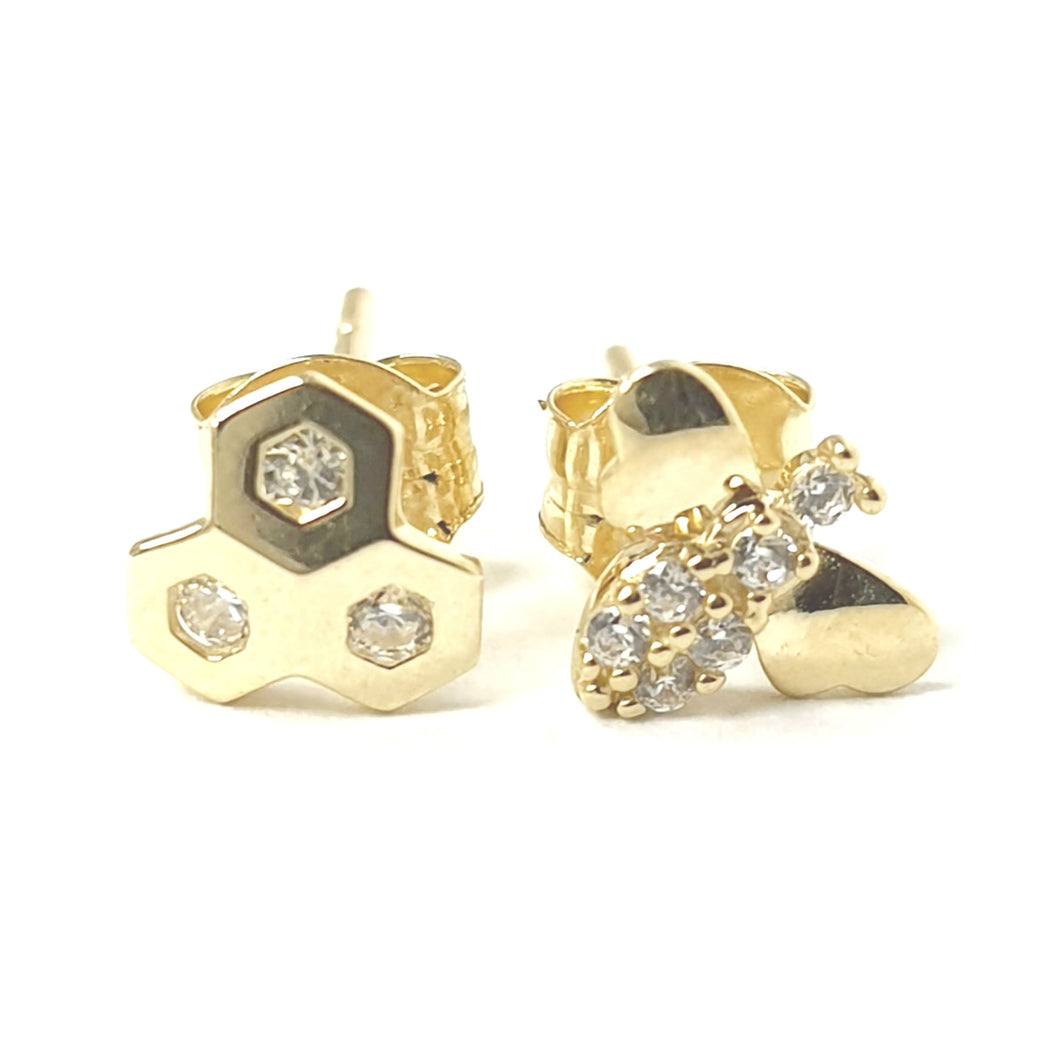 9ct Gold Bee & Honey Studs