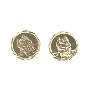 Load image into Gallery viewer, 9ct Gold St. Christopher Stud Earrings
