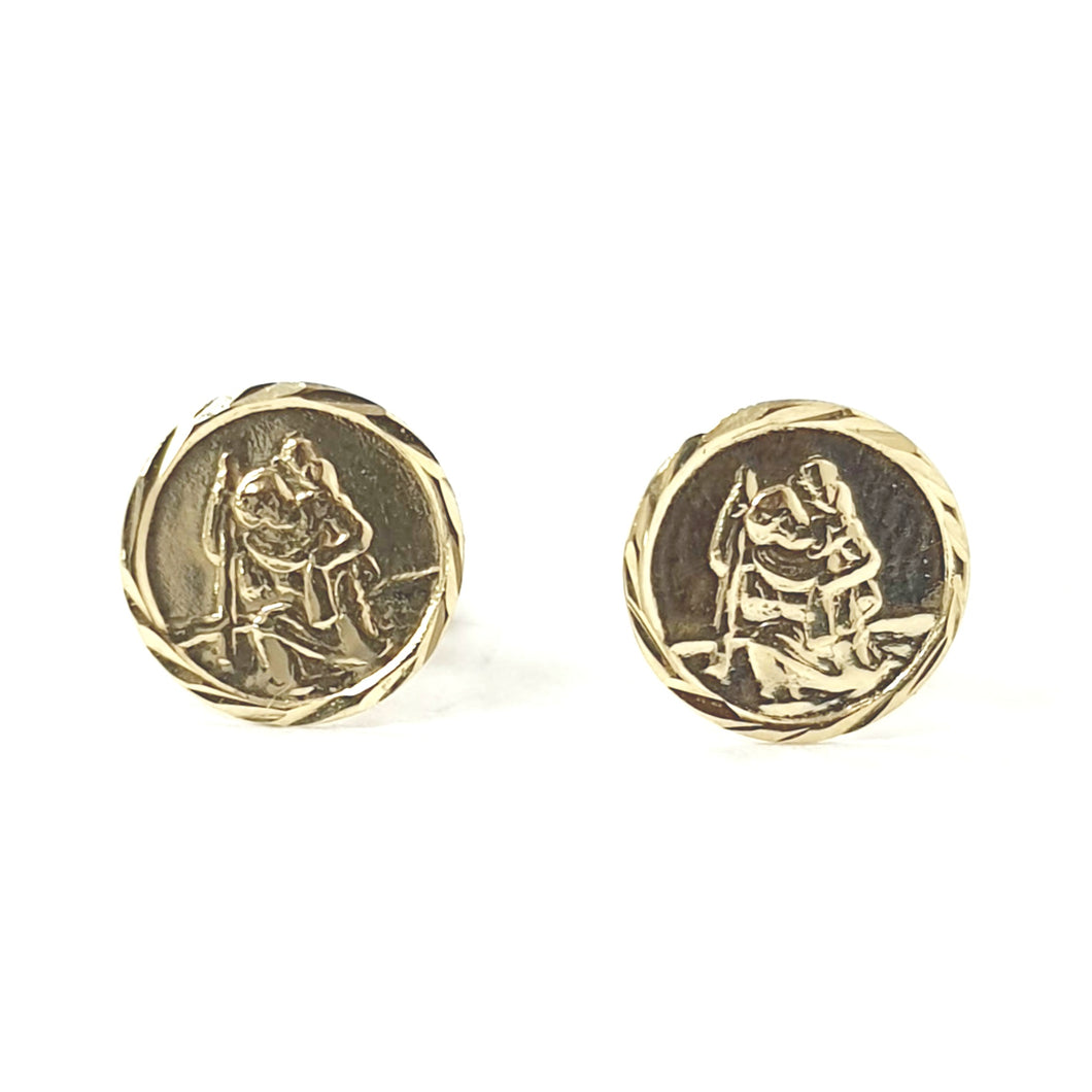 9ct Gold St. Christopher Stud Earrings