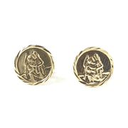 Load image into Gallery viewer, 9ct Gold St. Christopher Stud Earrings
