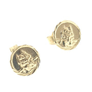 Load image into Gallery viewer, 9ct Gold St. Christopher Stud Earrings
