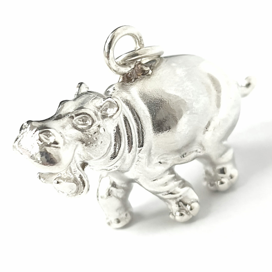 Silver Hippopotamus Pendant